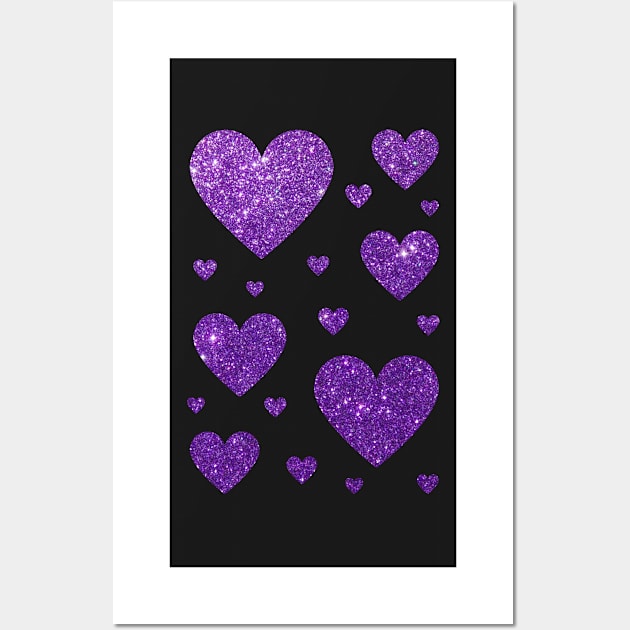 Purple Faux Glitter Hearts Wall Art by Felicity-K